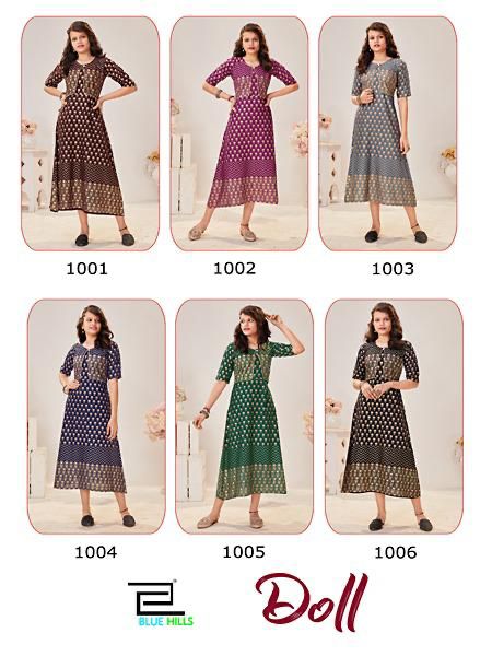 Blue Hills Doll Rayon Festive Wear Kids Anarkali Kurti Collection